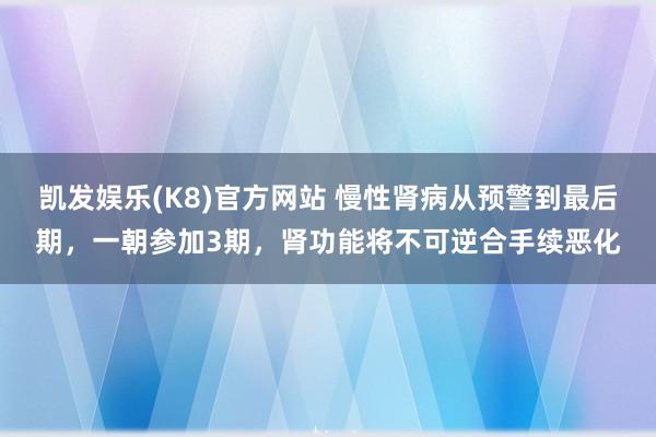 凯发娱乐(K8)官方网站 慢性肾病从预警到最后期，一朝参加3期，肾功能将不可逆合手续恶化