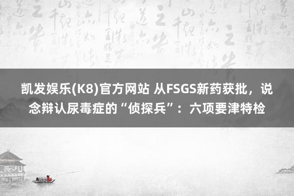凯发娱乐(K8)官方网站 从FSGS新药获批，说念辩认尿毒症的“侦探兵”：六项要津特检