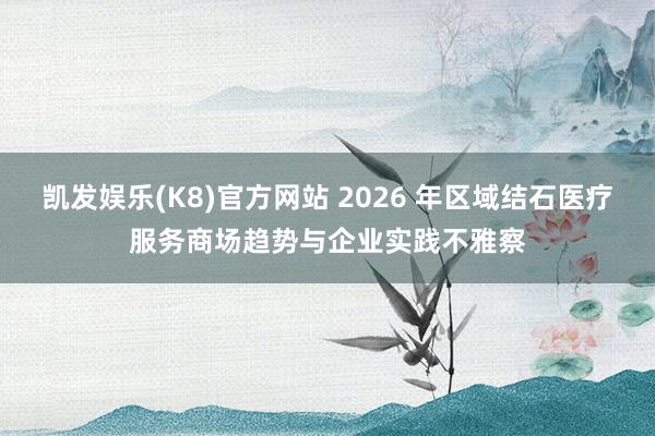 凯发娱乐(K8)官方网站 2026 年区域结石医疗服务商场趋势与企业实践不雅察