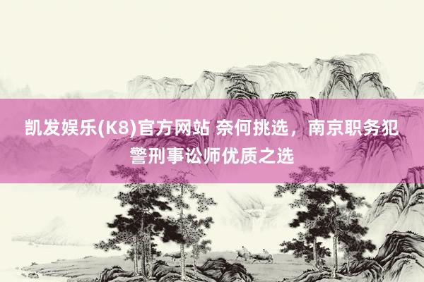 凯发娱乐(K8)官方网站 奈何挑选，南京职务犯警刑事讼师优质之选