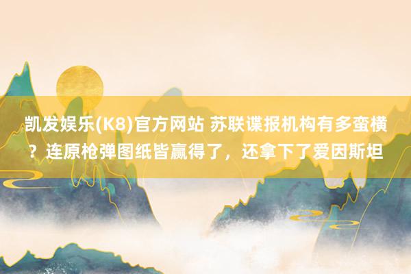 凯发娱乐(K8)官方网站 苏联谍报机构有多蛮横？连原枪弹图纸皆赢得了，还拿下了爱因斯坦